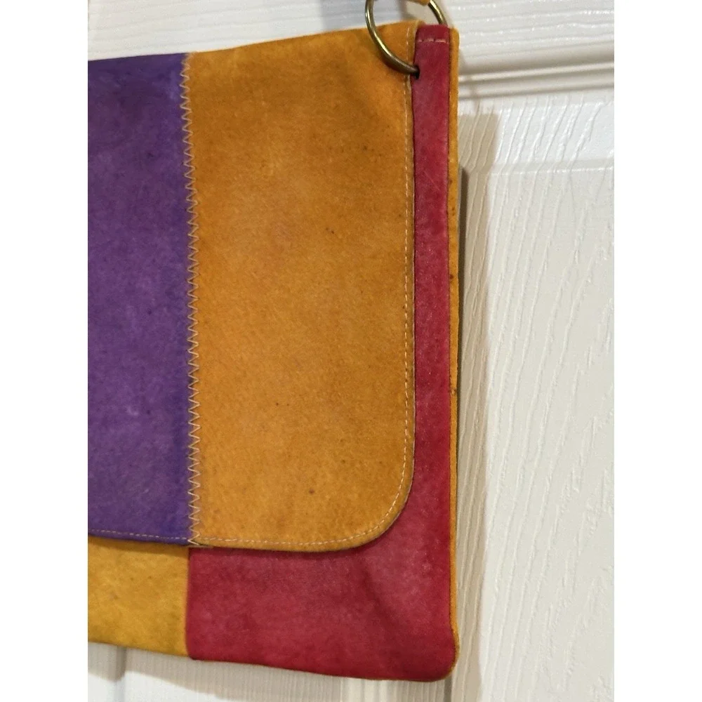 Vintage Multi Color Suede Shoulder Bag‎